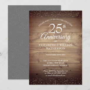 25-jarig jubileum Rustic Wood Silver Stardust Kaart