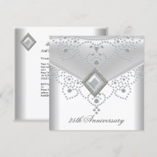 25-jarig jubileum Witte Zilveren Overlay Parel Sie Kaart
