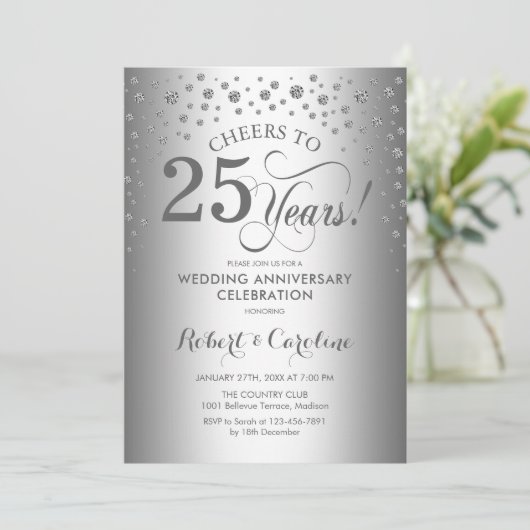 25-jarig jubileum - Zilver Kaart (Staand voorkant)