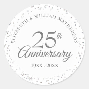 25-jarig jubileum Zilveren Stardust Ronde Sticker
