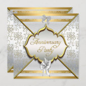 25-jarig jubileumfeest Elegant Wit Zilver Goud Kaart (Voorkant / Achterkant)