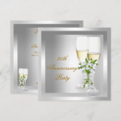 25-jarig jubileumfeest Goud Zilver Bloemig Kaart (Voorkant / Achterkant)