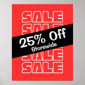 25% korting op verkoopteken, winkelbrede korting r poster (Voorkant)