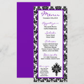 25-menkkaarten zwarte Paarse Damaslaag afdrukken Menu (Voorkant / Achterkant)