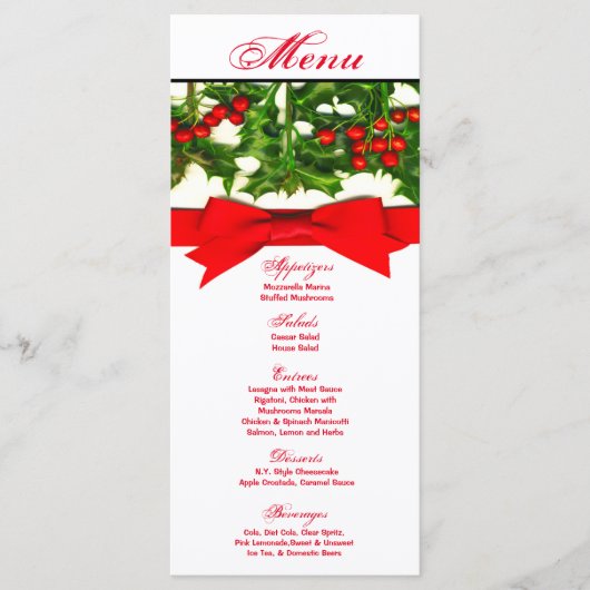 25 Menu Kaarten Baughs Holly Berry kerstbalen (Voorkant)