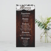25 Menu Kaarten Country Dark Barn Wood Lace (Staand voorkant)