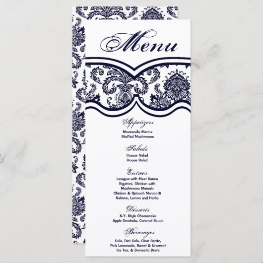 25 Menu Kaarten Damask Lace Print Pattern Fabric (Voorkant / Achterkant)