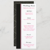 25 Menu Kaarten Damask/Stripes Roze Kroon Zwart Ro (Voorkant / Achterkant)