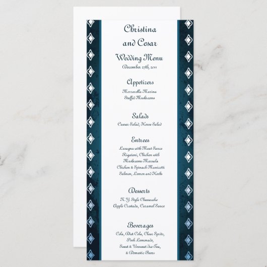 25 Menu Kaarten Deep Moroccan Blue (Voorkant / Achterkant)