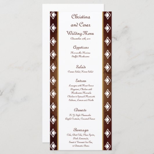 25 Menu Kaarten Deep Moroccan Brown (Voorkant / Achterkant)