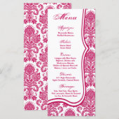 25 Menu Kaarten Fusia White Damask Lace Print Patt (Voorkant / Achterkant)
