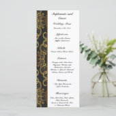 25 Menu Kaarten Goud en Zwart Damask (Staand voorkant)