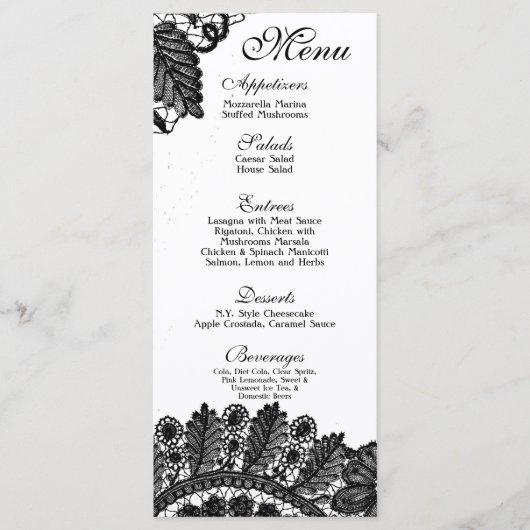 25 Menu Kaarten Kant Applique Dollies Damask (Voorkant)