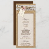 25 Menu Kaarten Kraft Papier Kant Twine Bow Roos S (Voorkant / Achterkant)