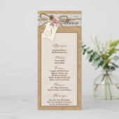 25 Menu Kaarten Kraft Papier Kant Twine Bow Roos S (Staand voorkant)