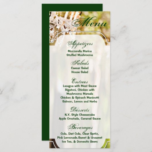 25 Menu Kaarten Kroonluchter in Oak Tree Crystal Y (Voorkant / Achterkant)