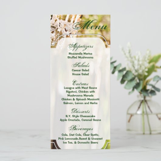 25 Menu Kaarten Kroonluchter in Oak Tree Crystal Y (Staand voorkant)