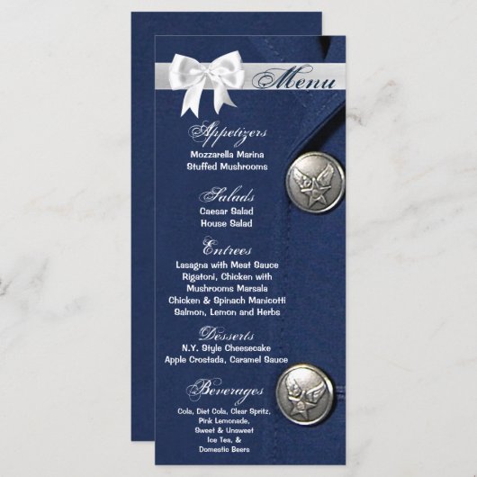 25 Menu Kaarten Luchtmacht Klasse A Uniform Jurk B (Voorkant / Achterkant)