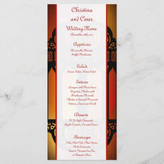 25 Menu Kaarten Marokkaanse Lantaarn (Voorkant)