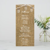 25 Menu Kaarten Mason Jar String Lights Burlap Pot (Staand voorkant)
