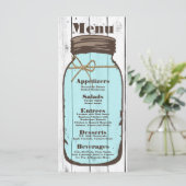 25 Menu Kaarten Mason Jar Wood Country Rustic (Staand voorkant)