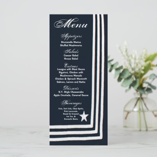 25 Menu Kaarten Navy Zomerjurk Blues Uniform (Staand voorkant)
