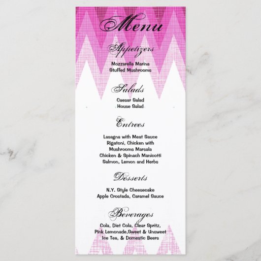 25 Menu Kaarten Ombre Roze Chevron (Voorkant)