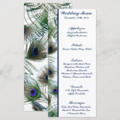 25 Menu Kaarten Pauw Veren Blauw/Groen Elegant (Voorkant / Achterkant)