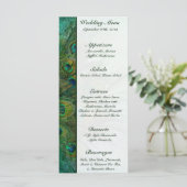 25 Menu Kaarten Peacock Green Feathers (Staand voorkant)