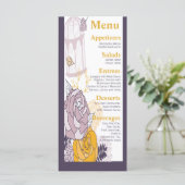 25 Menu Kaarten  Plum Mosterd Roos Vogelkooi (Staand voorkant)