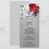 25 Menu Kaarten Rood op Zilveren Maskerade Kerst (Voorkant / Achterkant)