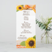 25 Menu Kaarten Rustiek Zonnebloem Country Lace Pa (Staand voorkant)