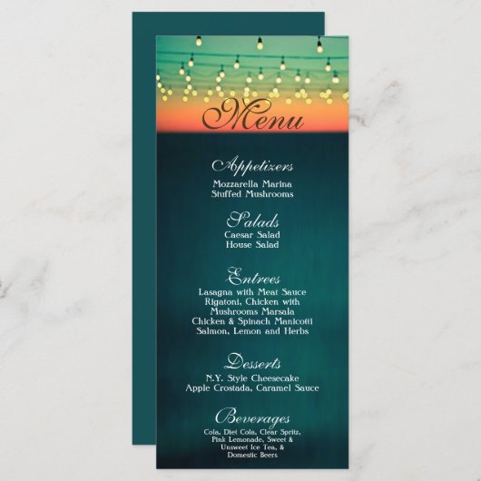 25 Menu Kaarten Sunset String Lights Yard Lights (Voorkant / Achterkant)