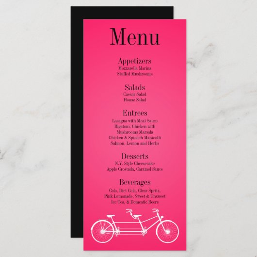 25 Menu Kaarten Whimsical Hot Pink Black Double Bi (Voorkant / Achterkant)