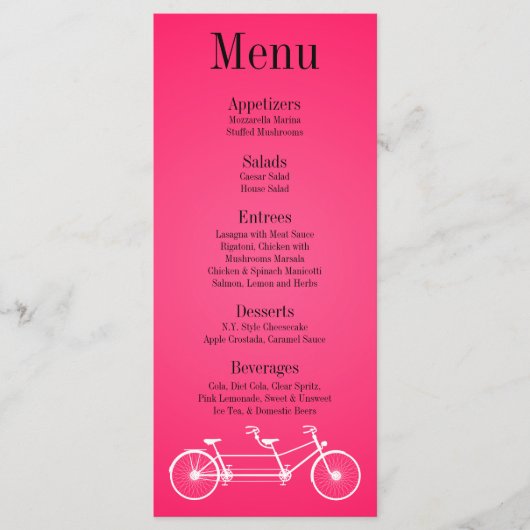 25 Menu Kaarten Whimsical Hot Pink Black Double Bi (Voorkant)