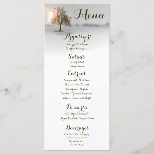 25 Menu Kaarten Winter Sunset Tree Snow Hoesje (Voorkant)