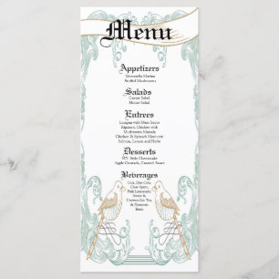 25 Menukaarten Formele  vogel Victoriaans paar Menu