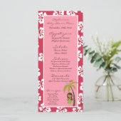 25 Menukaarten Roze Hawaiian Luau Tropisch Menu (Staand voorkant)