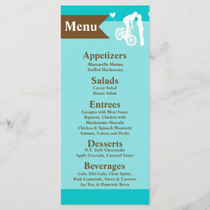 25 Menukaarten Teen Love Couple op Bicycle Bike Menu