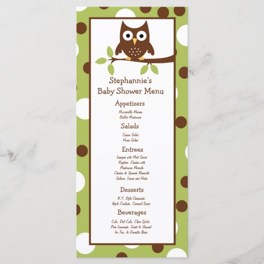 25 Menukaarten Woodland Friends Owl Menu (Voorkant)