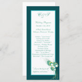 25 moderne Blauwgroen pauw bruiloft programma's (Voorkant / Achterkant)