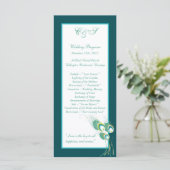 25 moderne Blauwgroen pauw bruiloft programma's (Staand voorkant)