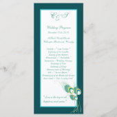 25 moderne Blauwgroen pauw bruiloft programma's (Voorkant)
