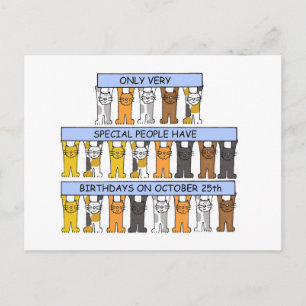 25 oktober Verjaardag Schattigee Cartoon Katten Briefkaart