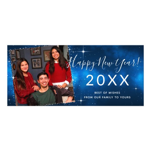25 Pack Happy New Year-fotokaarten | Modern script Reclamekaart (Voorkant)