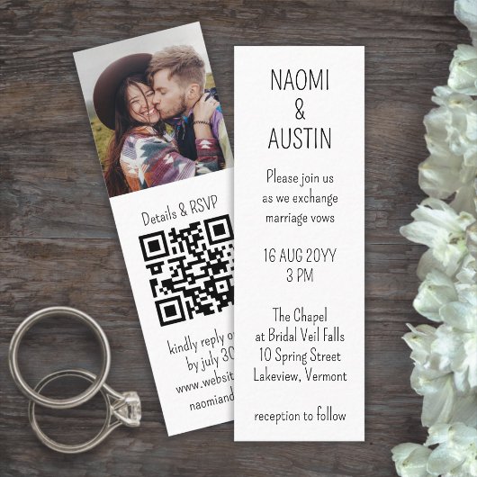 25 Pack Mini Faire-part de mariage QR Code Signets
