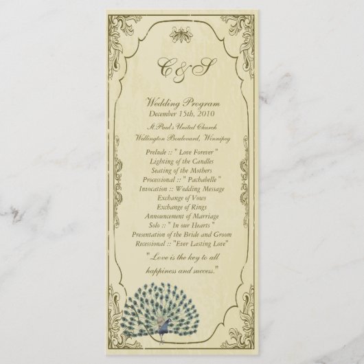 25 pauw bruiloft programma's (Voorkant)