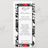 25 Programmes Black/Red Floral Mariage damassé (Devant / Derrière)