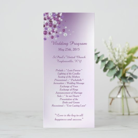 25 Programmes de mariage au diamant blanc violet (Debout devant)