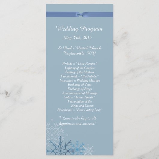 25 Programmes de mariage hivernal de flocons de ne (Devant)